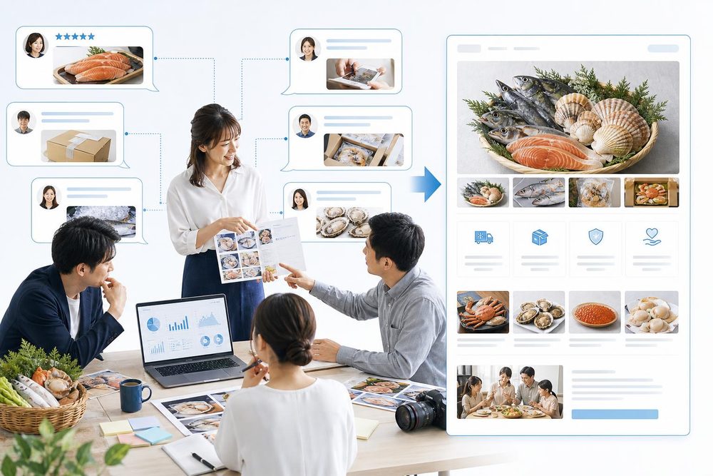 顧客の声や問い合わせを商品ページ改善に生かすイメージ