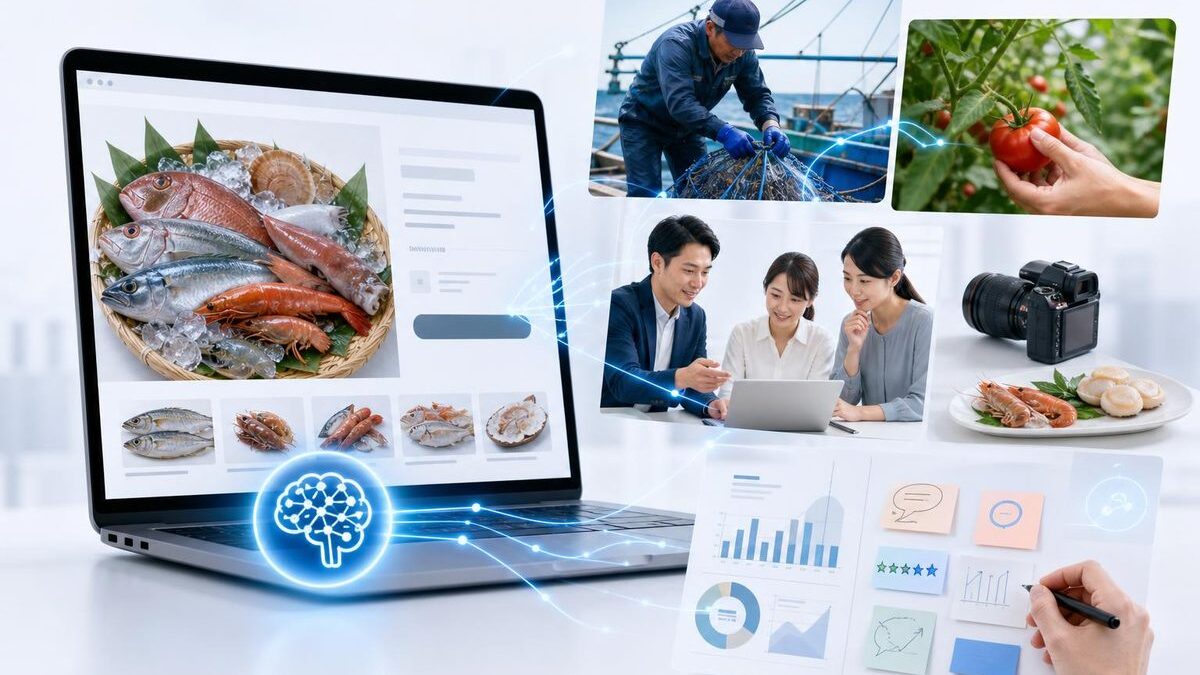 AI時代のECサイト制作と現場情報の重要性を表現したイメージ